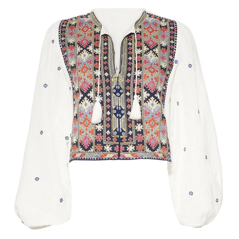 Free People Enter Loveland Embroidered Top Size Large